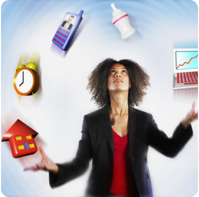 Business woman juggling priorities
